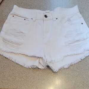 Billabong Women's Frayed White Denim Jean Shorts Size 27